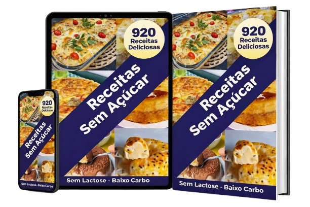 Livro de receitas sem açúcar, sem lactose e baixo carbo